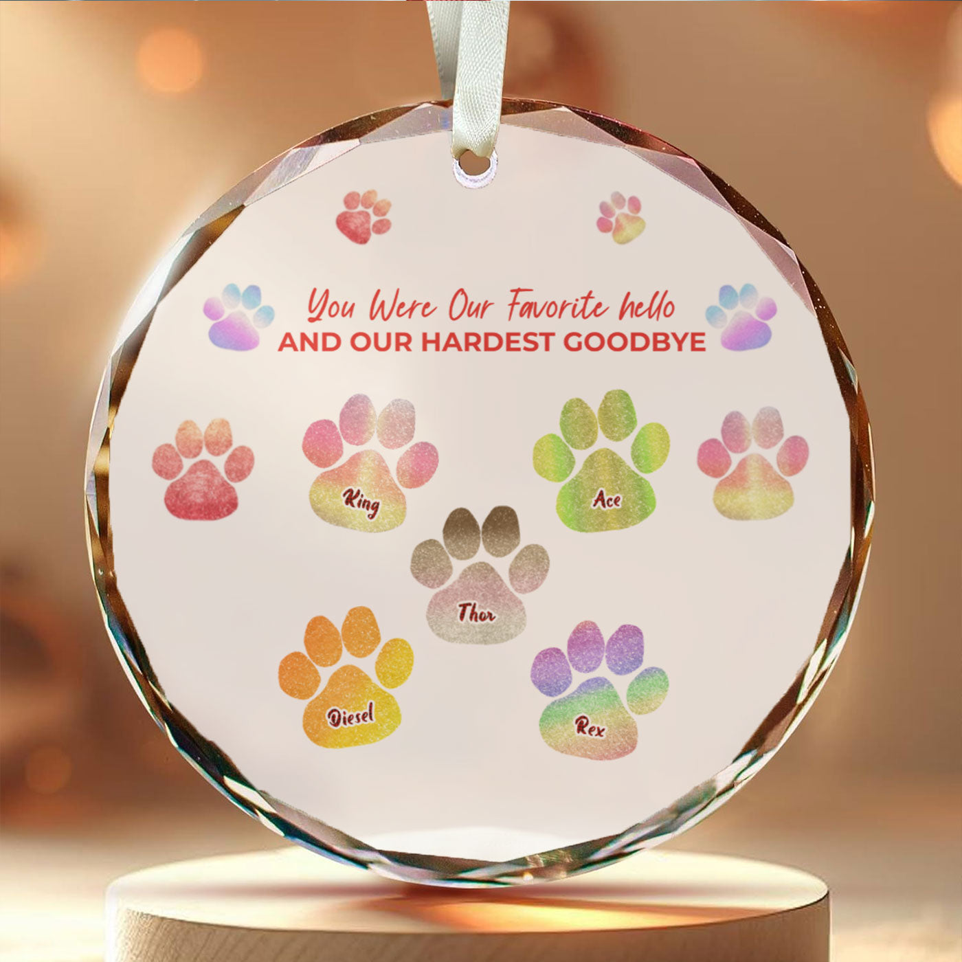 Personalized Pet Christmas Glass Ornament - Custom Family & Pet Design